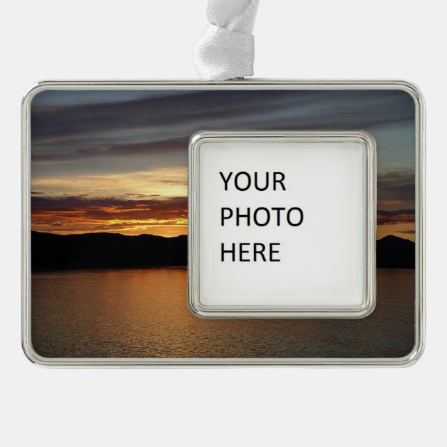 Alaskan Sunset II Beautiful Alaska Photography Silver Plated Framed Ornament (Front)