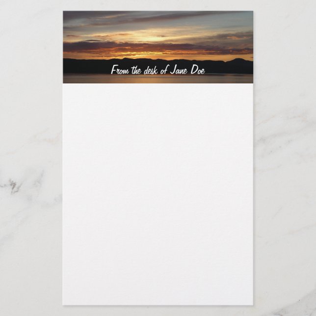 Alaskan Sunset II Beautiful Alaska Photography Stationery (Front)