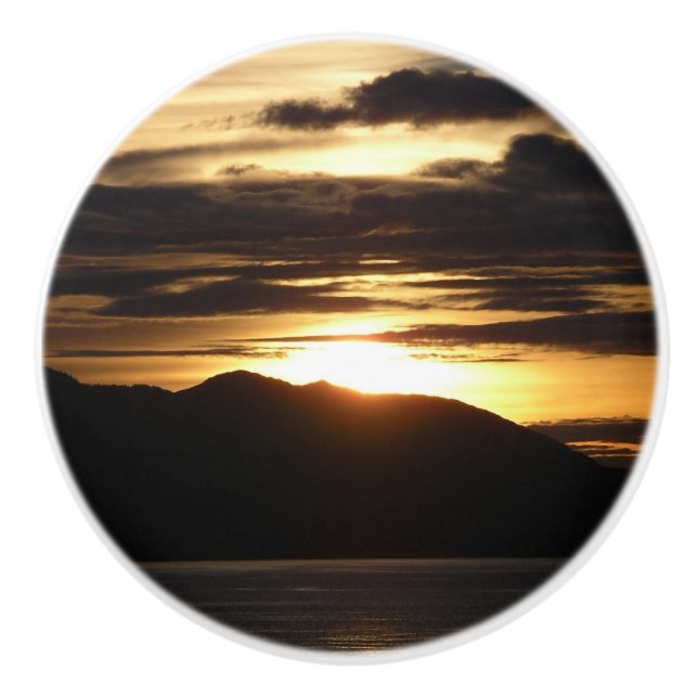 Alaskan Sunset III Beautiful Alaska Photography Ceramic Knob (Front)