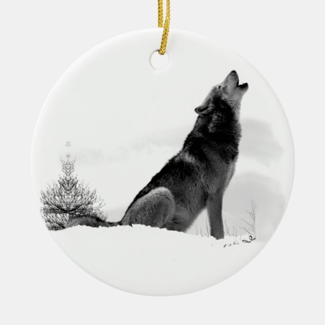 Alaskan Timber Wolf Ceramic Ornament (Front)