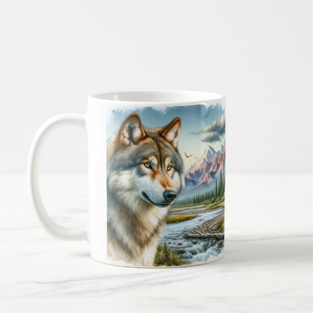 Alaskan Timber Wolf  Coffee Mug (Left)