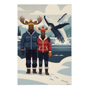 Alaskan whale watching photobomb poster