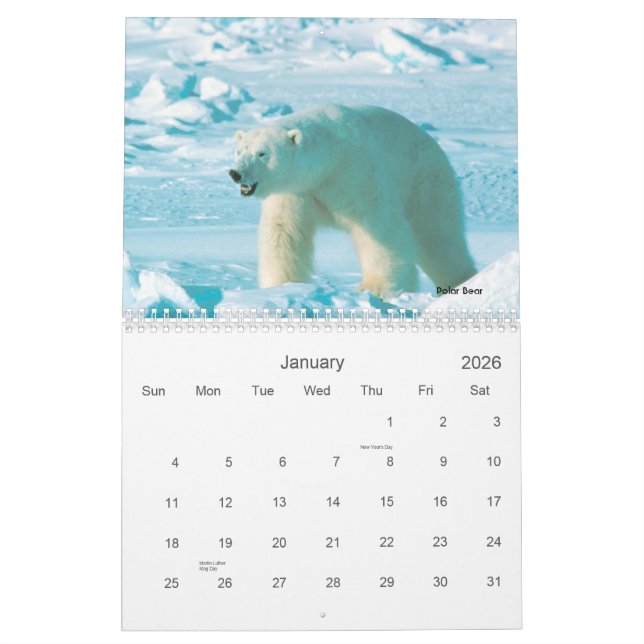 Alaskan Wildlife Calendar (Jan 2026)