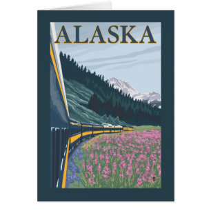 AlaskaRailroad and Fireweed Vintage Travel