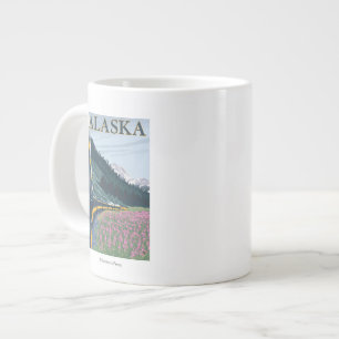AlaskaRailroad and Fireweed Vintage Travel Large Coffee Mug