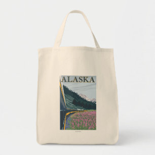 AlaskaRailroad and Fireweed Vintage Travel Tote Bag