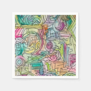 Alassio-Modern Geometric Watercolor Art Napkin