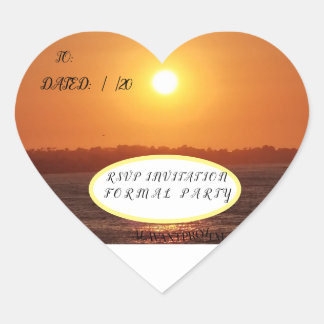 #ALAVANT Productions Sunset Ocean  Invitations Heart Sticker