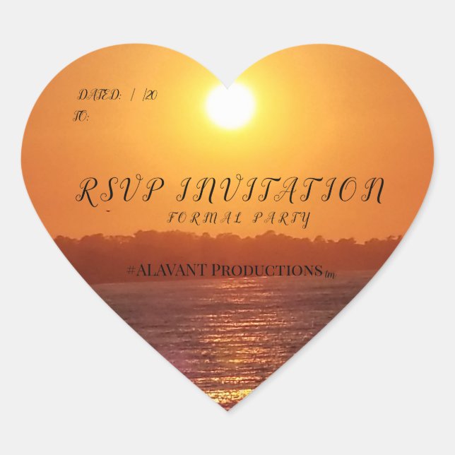 ALAVANT Proz #PACIFIC OCEAN_Sunset_Invitations Heart Sticker (Front)