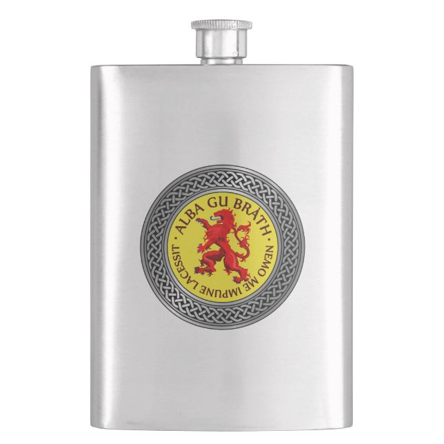Alba Gu Brath Lion Rampant Knot Hip Flask (Front)