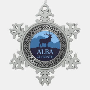 Alba Gu Brath Snowflake Pewter Christmas Ornament