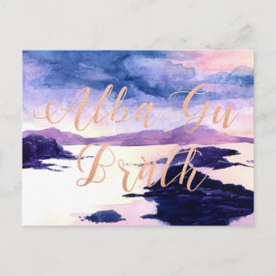 Alba Gu Brath Watercolour Rose Gold Postcard