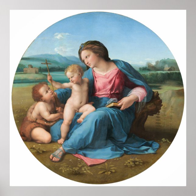 Alba Madonna Raphael Renaissance White Background Poster (Front)