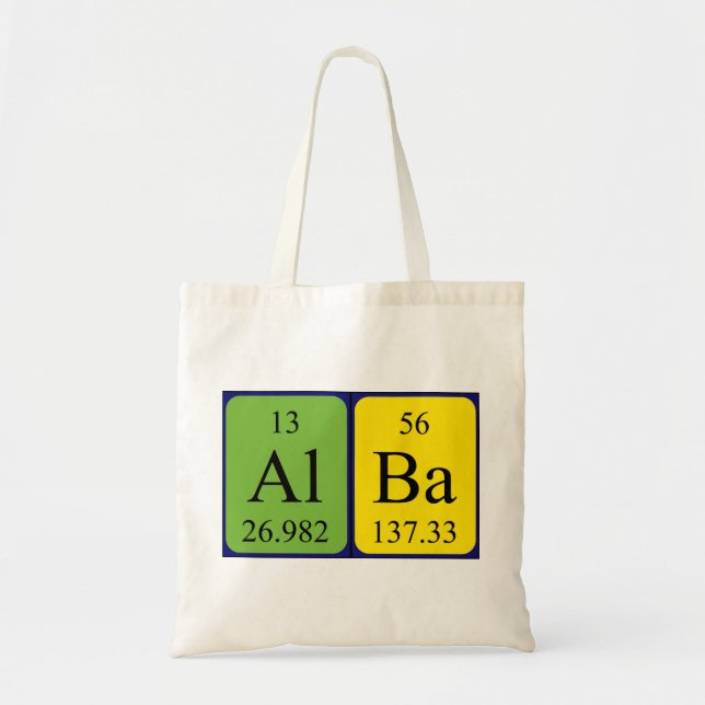 Alba periodic table name tote bag (Front)