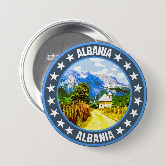Albania                                            7.5 cm round badge (Front & Back)