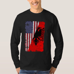 Albania Albanian American Flag Pride Roots Vintage T-Shirt
