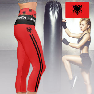 Albania & Albanian Flag fashion, Fitness, Sports Capri Leggings
