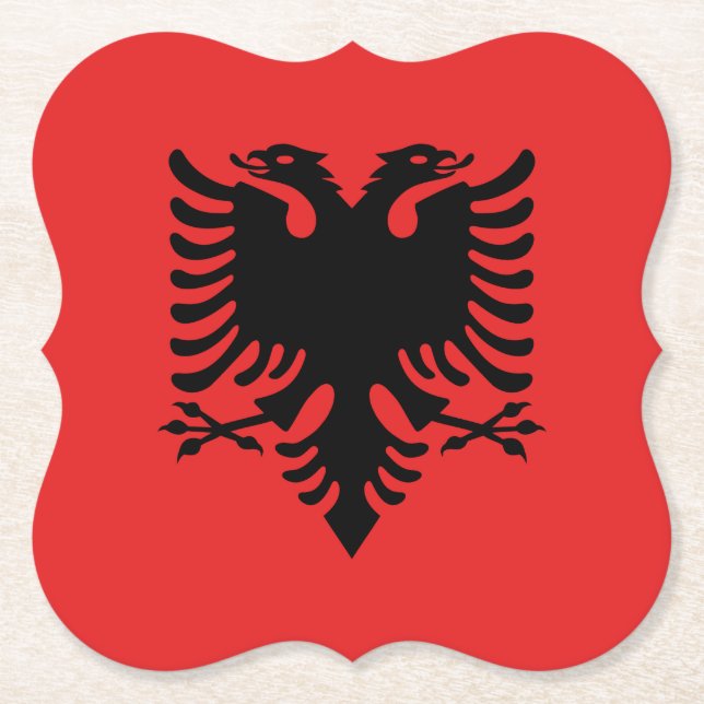 Albania (Albanian) Flag Paper Coaster (Front)