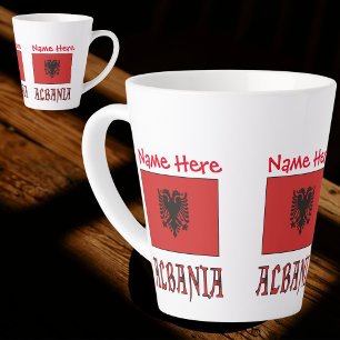 Albania Albanian Flag Red Personalisation  Latte Mug