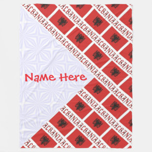 Albania Albanian Flag Tiled Personalised Large Fleece Blanket