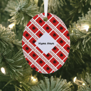 Albania Albanian Flag Tiled Personalised  Metal Tree Decoration