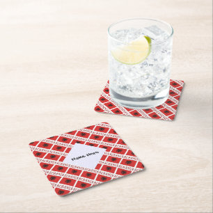 Albania Albanian Flag Tiled Personalised Square Paper Coaster