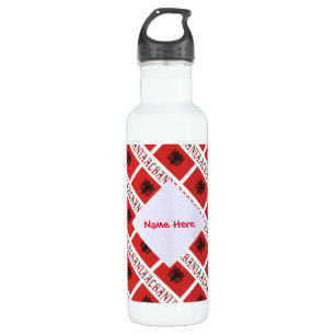 Albania Albanian Flag Tiled Red Personalisation  710 Ml Water Bottle