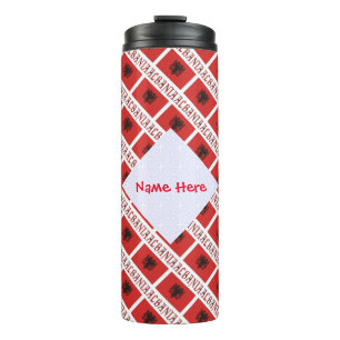 Albania Albanian Flag Tiled Red Personalisation Thermal Tumbler