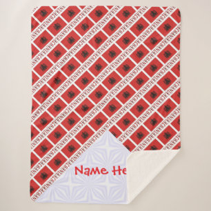 Albania Albanian Flag Tiled Red Personalized  Sherpa Blanket