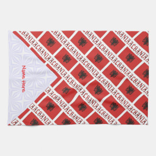 Albania Albanian Flag Tiled Red Personalized  Tea Towel