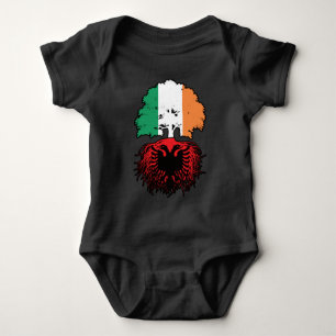 Albania Albanian Irish Ireland Tree Roots Flag Baby Bodysuit