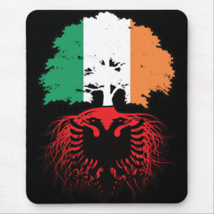 Albania Albanian Irish Ireland Tree Roots Flag Mouse Pad