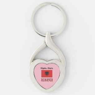 Albania and Albanian Flag Personalised Heart Key Ring