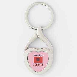 Albania and Albanian Flag Personalised Heart Key Ring