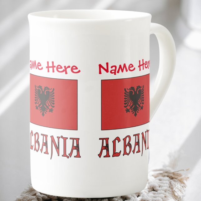 Albania and Albanian Flag Red Personalisation  Bone China Mug (Creator Uploaded)