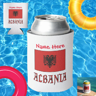 Albania and Albanian Flag Red Personalisation  Can Cooler
