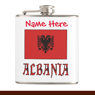 Albania and Albanian Flag Red Personalisation  Hip Flask