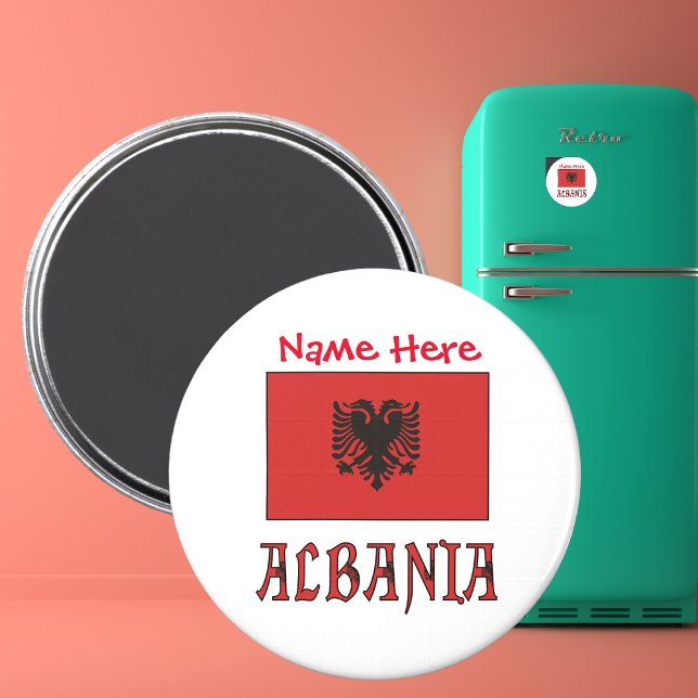 Albania and Albanian Flag Red Personalisation  Magnet (Creator Uploaded)