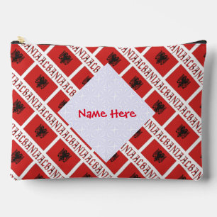 Albania and Albanian Flag Tile Red Personalisation Accessory Pouch