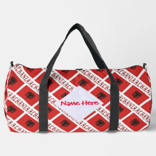 Albania and Albanian Flag Tile Red Personalisation Duffle Bag