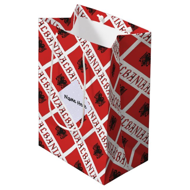 Albania and Albanian Flag Tiled Personalised  Medi Medium Gift Bag (Front Angled)