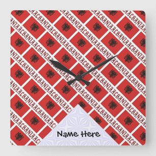 Albania and Albanian Flag Tiled with Your Name Squ Square Wall Clock