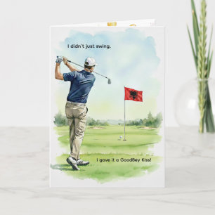 Albania Birthday Card, Albanian Flag, Golf Card