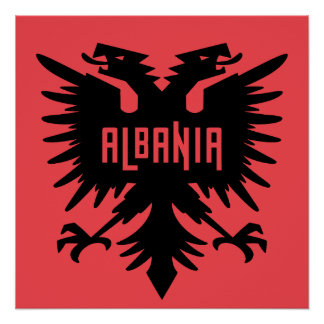 Albania Country Flag and Fan Design Poster