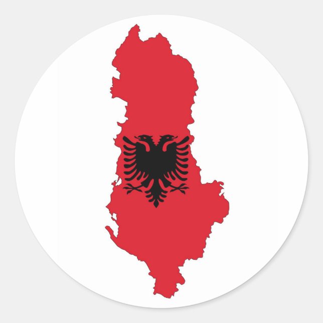 albania country flag map shape symbol silhouette classic round sticker (Front)