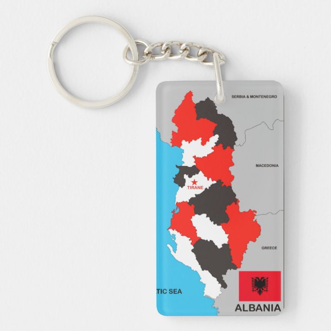 albania country political map flag key ring (Front)