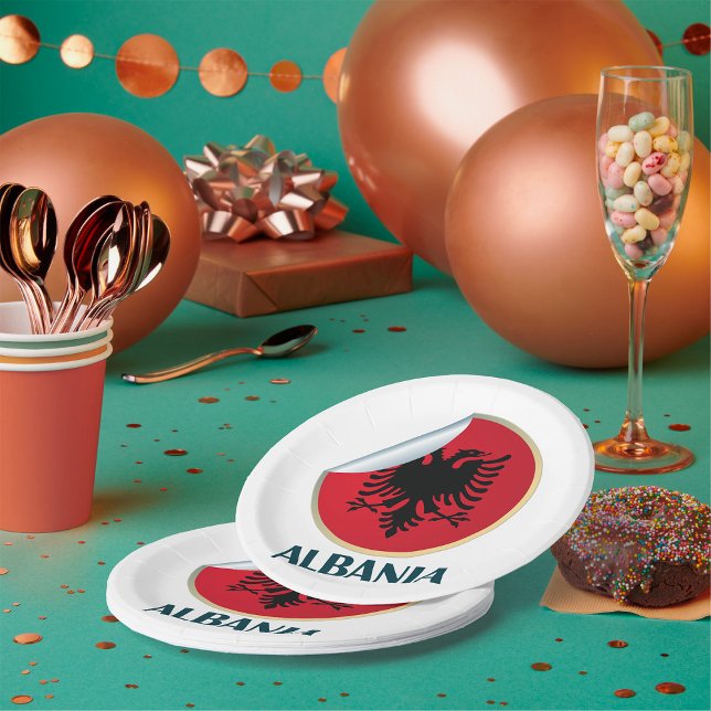 Albania Double Headed Eagle Emblem  Paper Plate (Creator Uploaded)