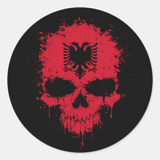 Albania Dripping Splatter Skull Classic Round Sticker (Front)