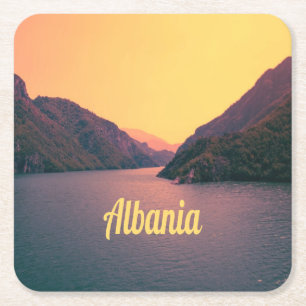 Albania Europe Beach Balkan Peninsula Square Paper Coaster