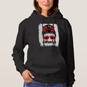Albania Flag Albanian Mom Messy Bun Mom Life Hoodie